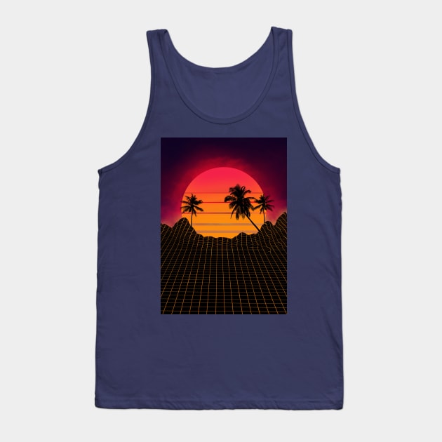 retrowave 80s art style Tank Top by godansz